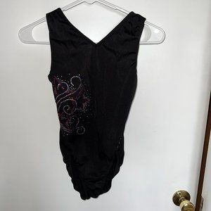 Black leotard with pink Sequin star design - GK AM